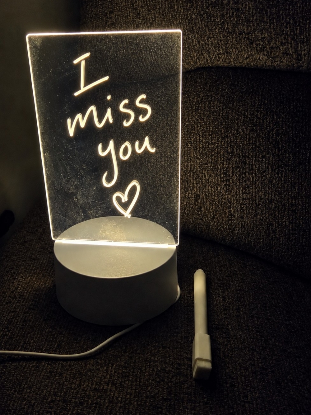 LED Message Night Light "I miss you" - White Glow
